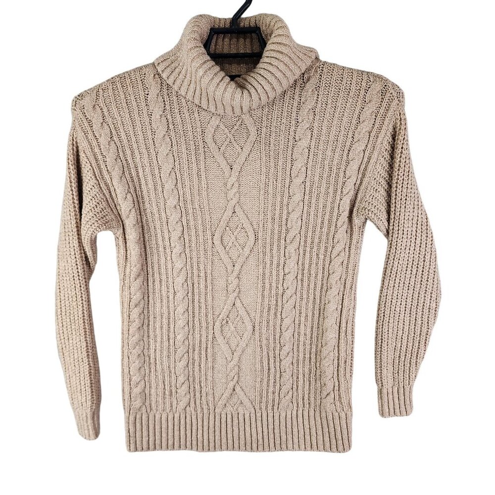 Womens Beige Torrid Cable Knit Turtleneck Sweater Pullover Long Sleeve Size 0